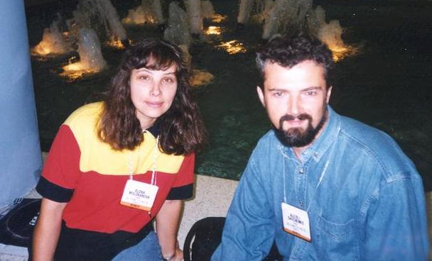 Young couple at scientific conference